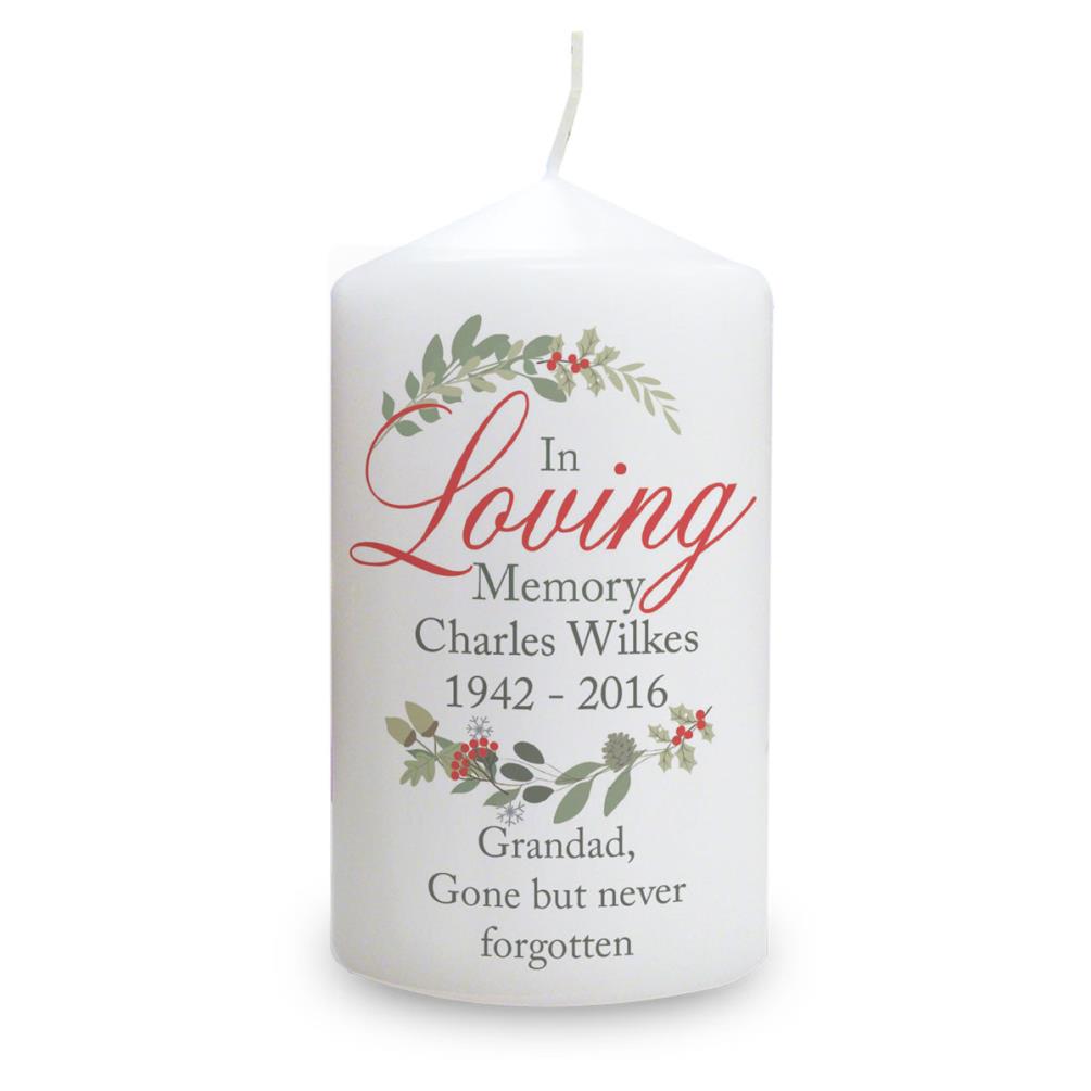 Personalised In Loving Memory Wreath Pillar Candle £11.69